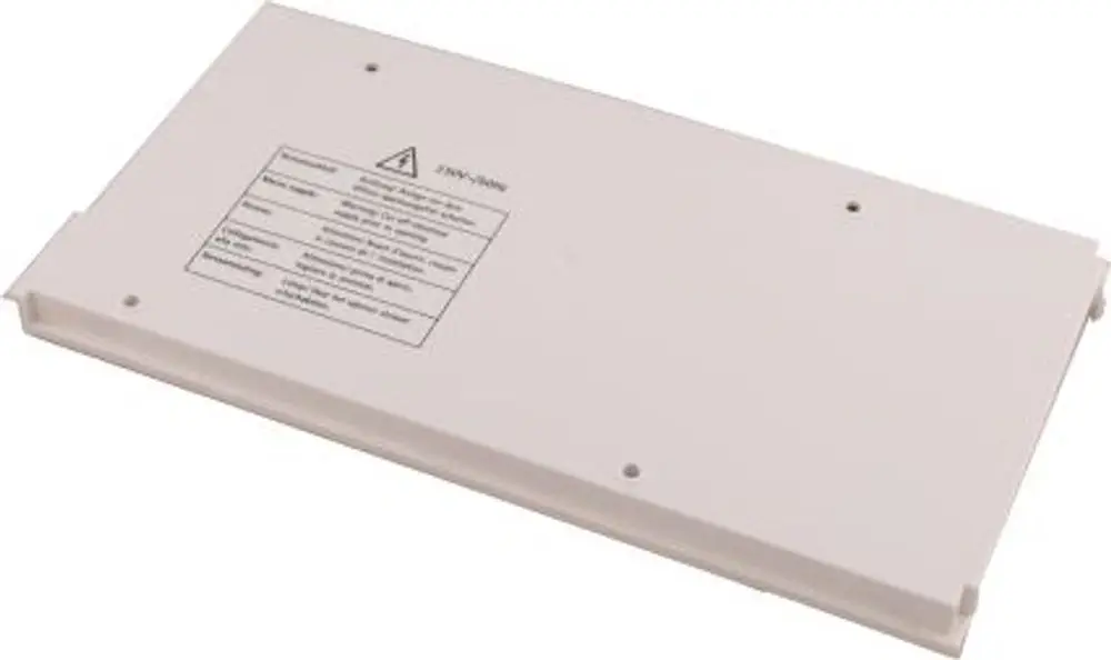 Regelungsgehäuse-Deckel in Weiß, geeignet für elektrische Steuerungen, mit technischen Informationen auf der Oberseite, erhältlich von der Marke Wolf.